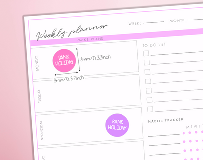 Bank Holiday Circles Planner Stickers Functional Reminder Custom Colour Bullet Journal Sticker Sheet