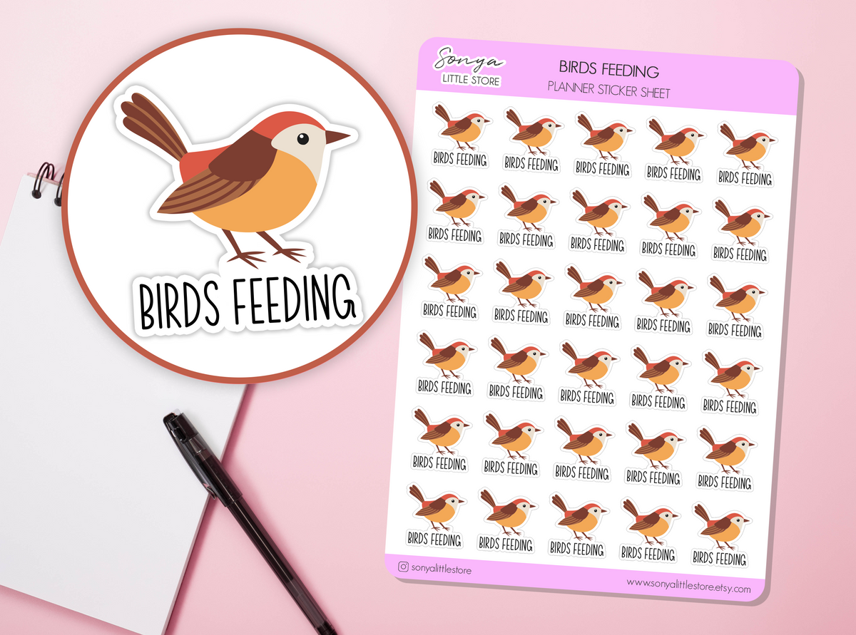 Birds Feeding Planner Stickers Animal Care Nature Feed Birds Reminder Bullet Journal Sticker Sheet