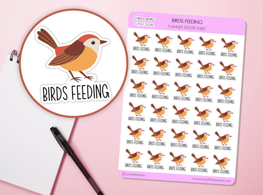 Birds Feeding Planner Stickers Animal Care Nature Feed Birds Reminder Bullet Journal Sticker Sheet