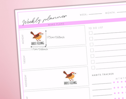 Birds Feeding Planner Stickers Animal Care Nature Feed Birds Reminder Bullet Journal Sticker Sheet