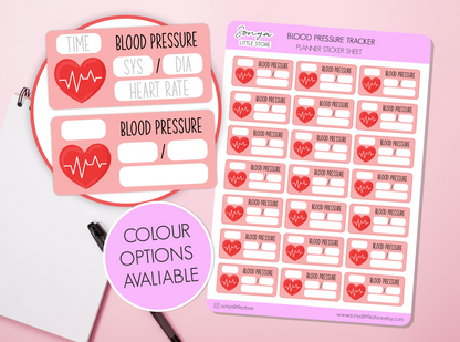 Blood Pressure Tracker Planner Stickers Heart Rate Health Medication Doctor Appointmnet Hypertension Bullet Journal Sticker Sheet