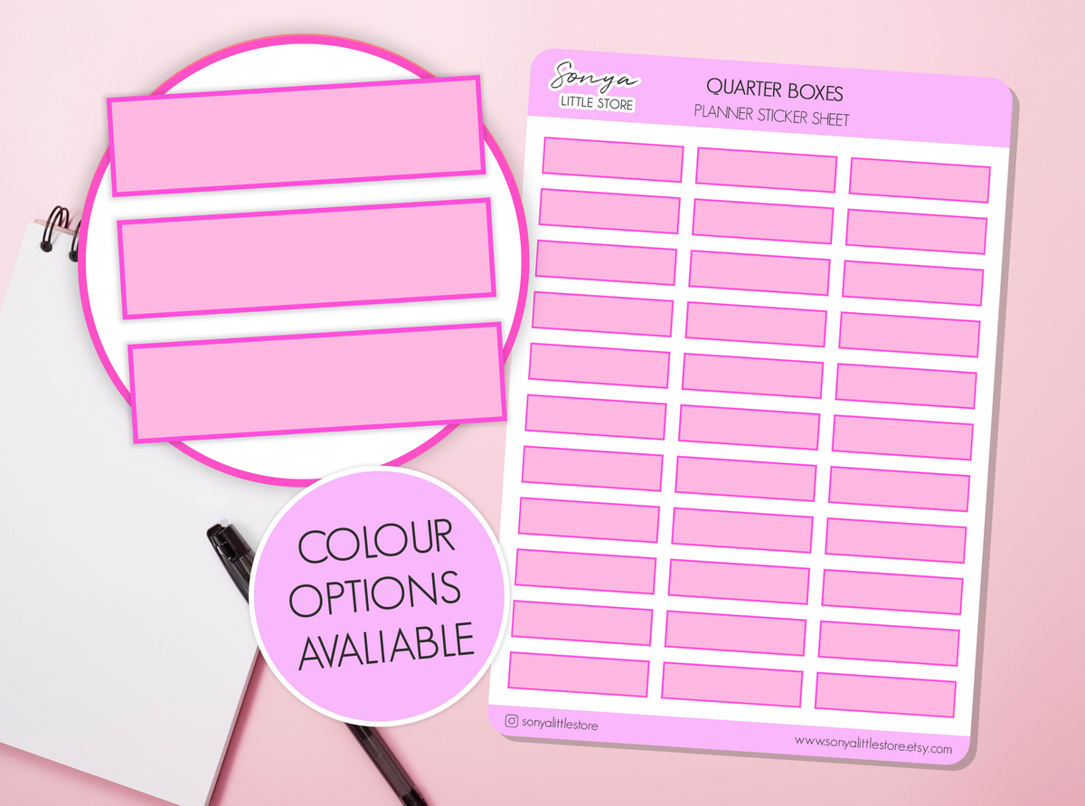 Blank Quarter Box Planner Stickers | Empty Boxes Write On Functional Bullet Journal Diary Sticker Sheet