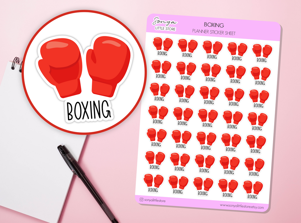Boxing Planner Stickers Boxing Gloves Training Sport Fitness Exercise Match Bullet Journal Sticker Sheet