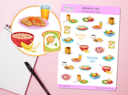 Breakfast Time Planner Stickers | Breakfast Meals Stickers | Breakfast Food Journal Diary Sticker Sheet