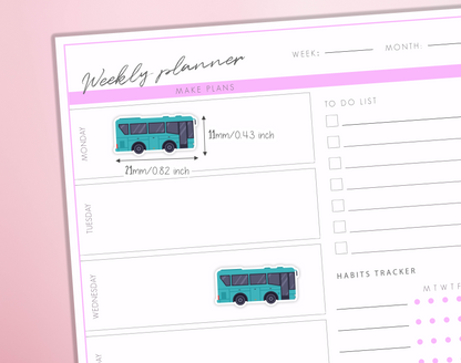 Bus Planner Stickers Commute Transport Travel Trip Schedule Reminder Bullet Journal Sticker Sheet