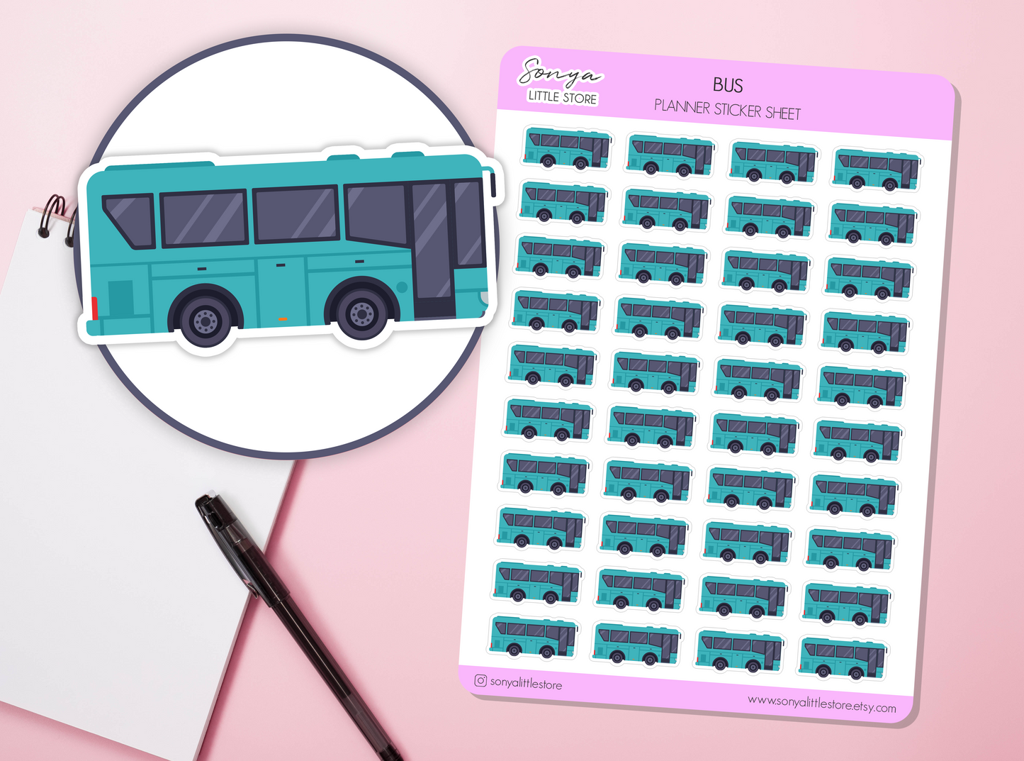 Bus Planner Stickers Commute Transport Travel Trip Schedule Reminder Bullet Journal Sticker Sheet