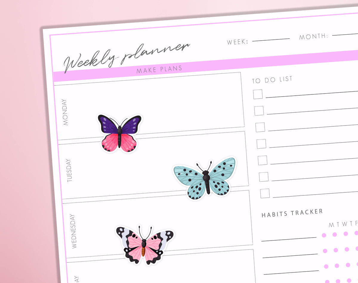 Butterflies Planner Stickers | Colorfull Butterfly Decorative Bullet Journal Diary Sticker Sheet