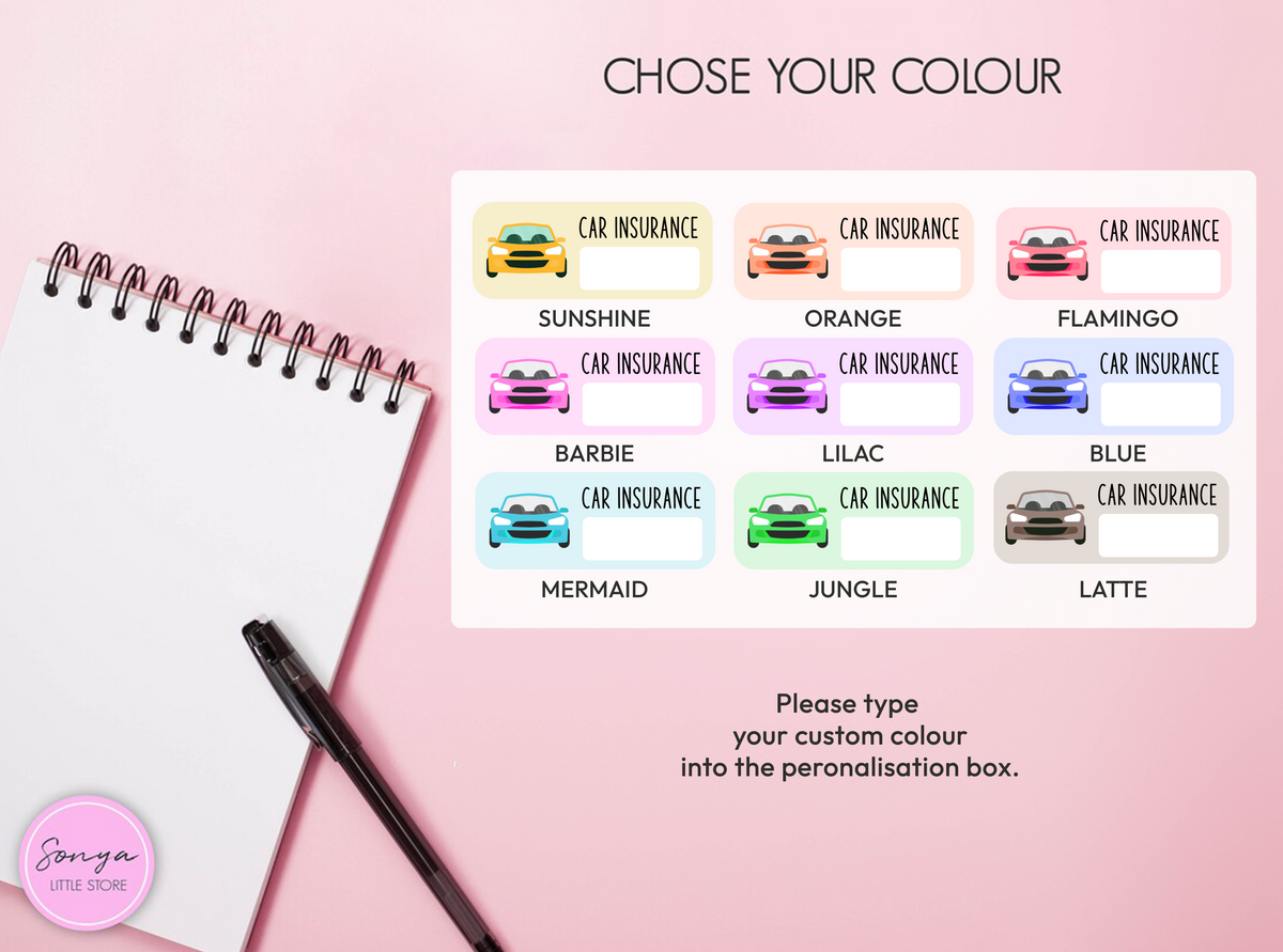 Car Insurance Due Planner Stickers Insurance Reminder Pay Bill Tracker Bullet Journal Sticker Sheet