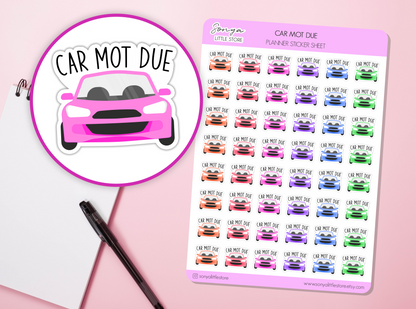 Car MOT Due Planner Stickers Vehicle Maintenance Service Reminder Tracker Bullet Journal Sticker Sheet