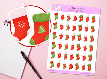 Christmas Socks Planner Stickers Christmas Stockings Diary Journal Sticker Sheet