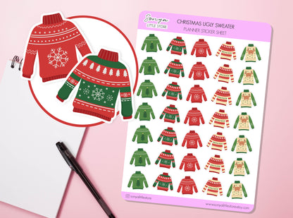 Christmas Ugly Sweater Planner Stickers Christmas Jumper Diary Journal Sticker Sheet