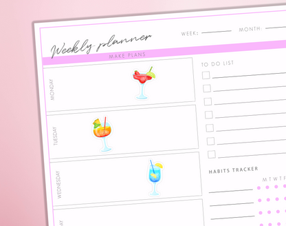 Cocktail Drinks Planner Stickers | Summer Holiday Cocktail Drinks Alcohol Journal Diary Sticker Sheet