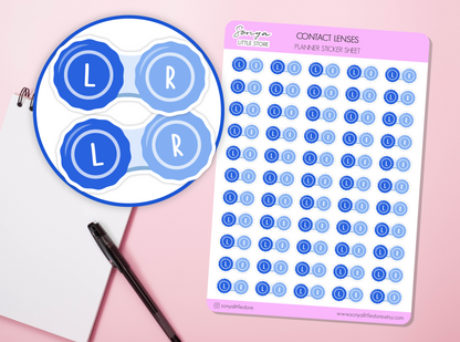 Contact Lenses Case Planner Stickers Reminder Eye Care Order Prescription Journal Sticker Sheet