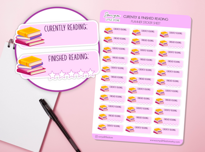 Curently Reading Finished Book Planner Stickers Box Tracker Journal Rating Review Bullet Journal Sticker Sheet