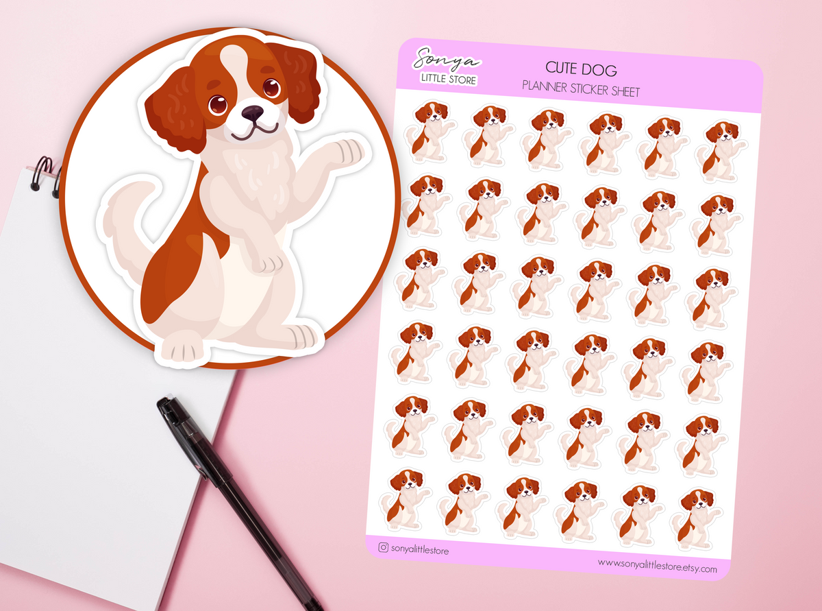 Cute Dog Planner Stickers Adorable Puppy Pet Care Walking Reminder Bullet Journal Diary Sticker Sheet