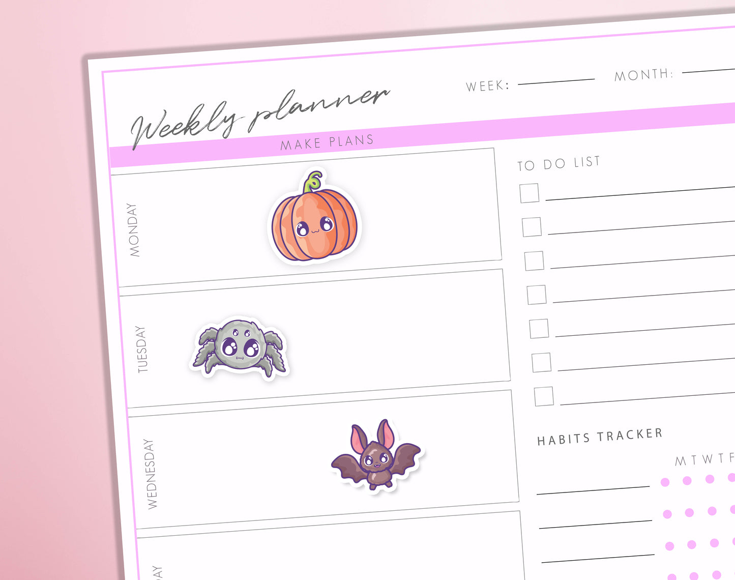 Cute Halloween Planner Stickers Cute Halloween Characters Diary Journal Sticker Sheet