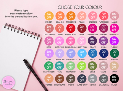 Day Off Circles Planner Stickers Functional Work Rest Day Custom Colour Bullet Journal Sticker Sheet