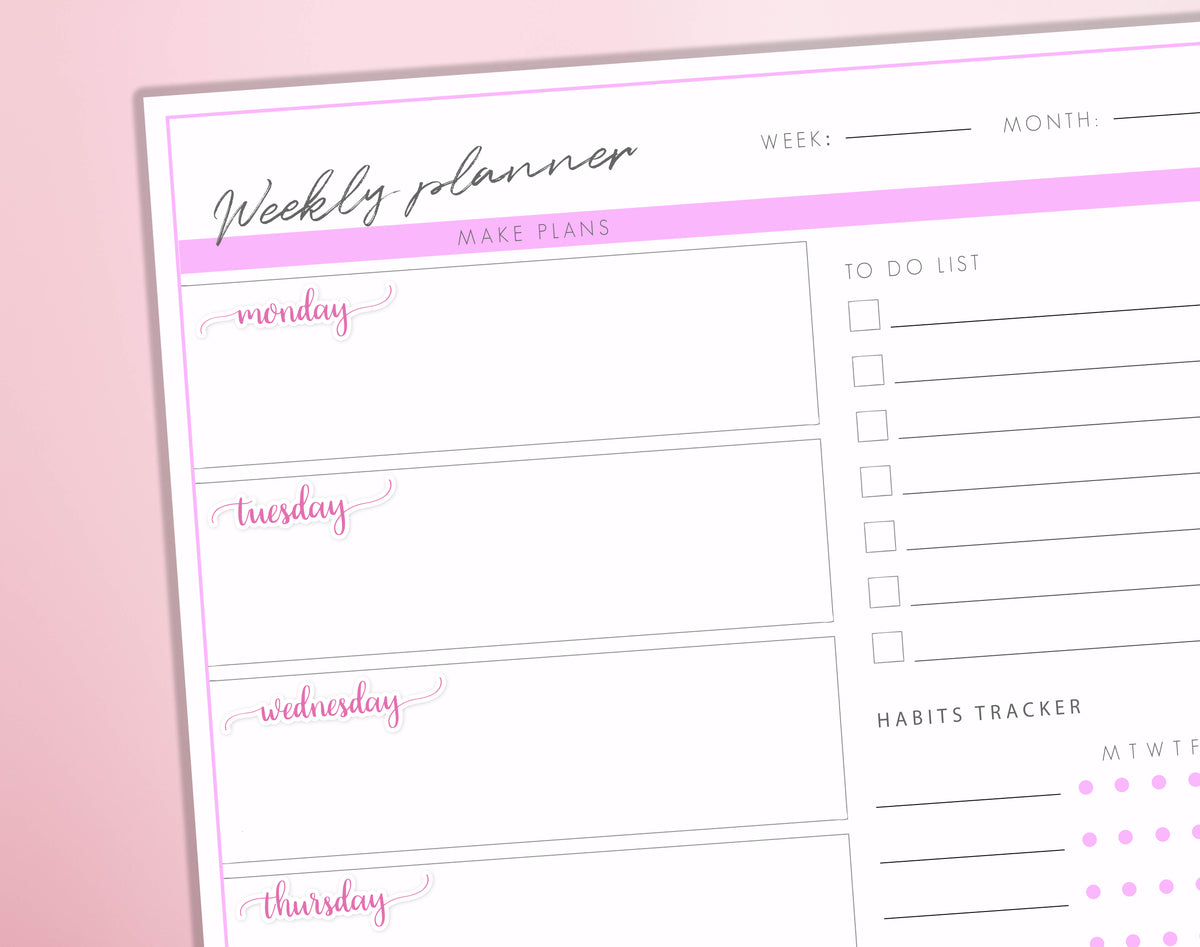 Days of the Week Planner Stickers Script Weekly Dates Functional Journal Diary Sticker Sheet