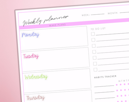 Days of the Week Planner Stickers Weekly Custom Colour Daily Bullet Journal Diary Sticker Sheet