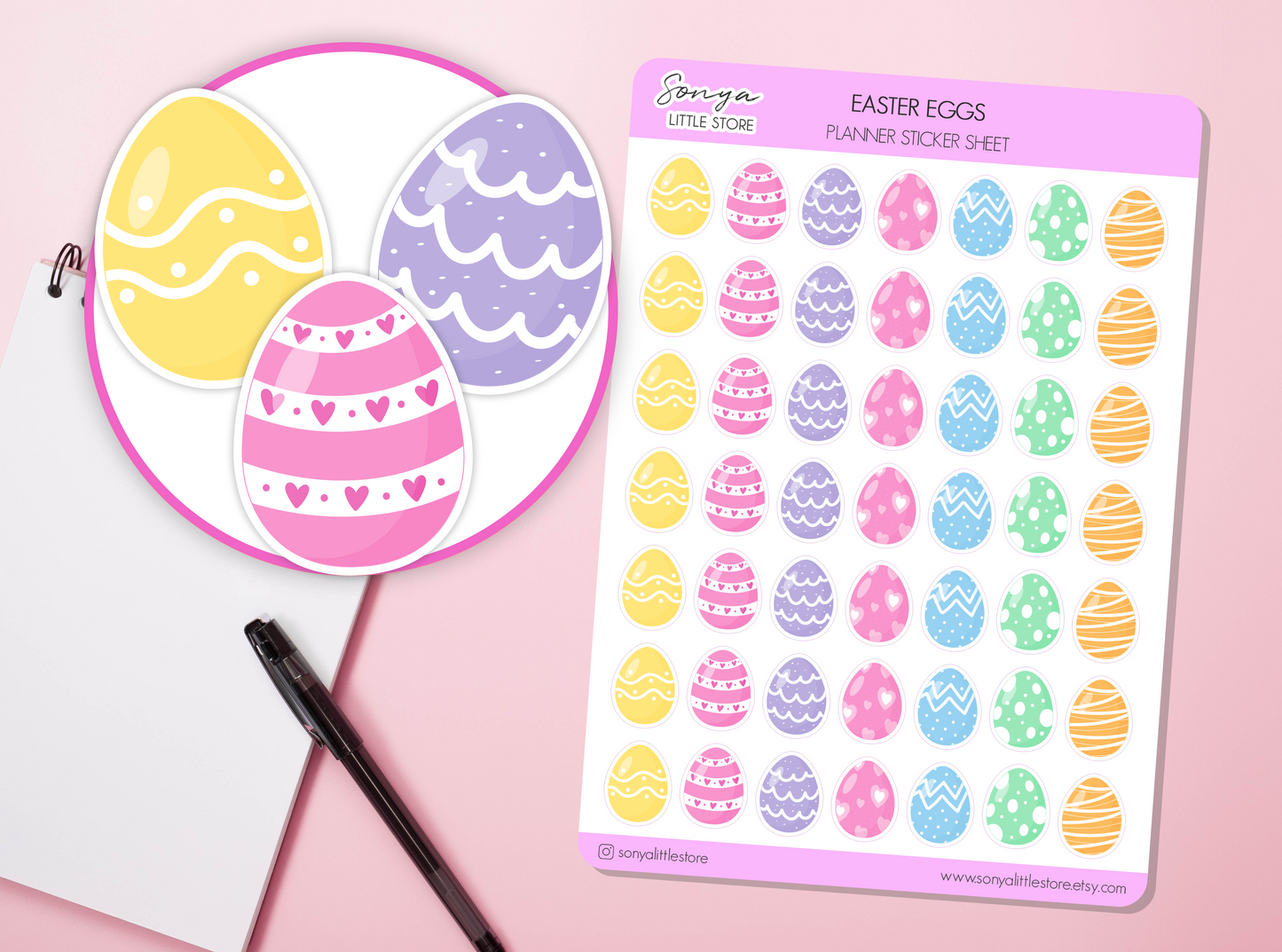 Easter Eggs Planner Stickers | Easter Colour Eggs Stickers | Spring Easter Journal Diary Sticker Sheet