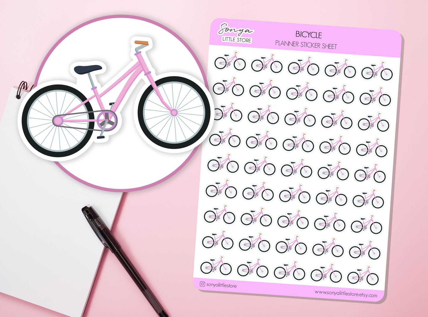 Bicycle Planner Stickers | Riding Bike Stickers Cycling Hobby Sport Bullet Journal Diary Sticker Sheet