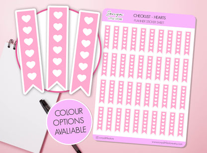 Checklist Hearts Planner Stickers | Check Box Stickers | To do List Productivity Functional Journal Diary Sticker Sheet