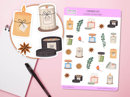 Candles Planner Stickers | Cosy Autumn Hygge Candle Burning  Bullet Journal Diary Sticker Sheet