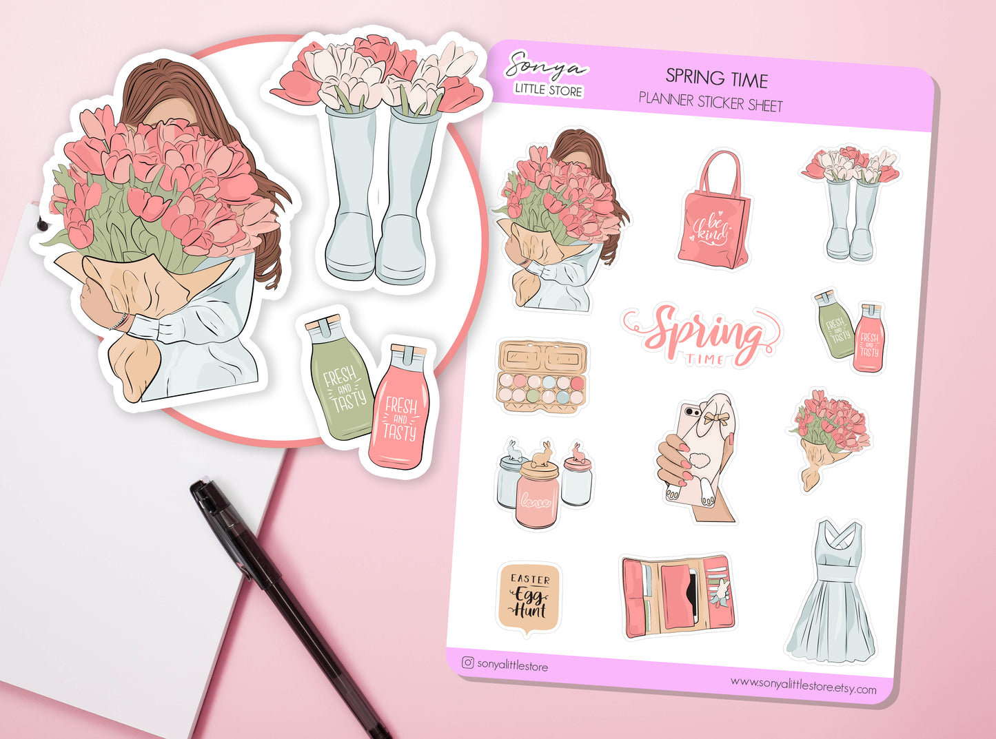 Spring Time Planner Stickers | Spring Season Easter Journal Diary Sticker Sheet