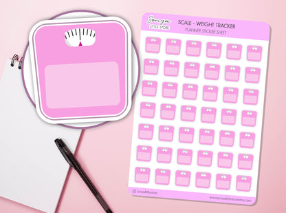 Weigh Tracker Scales Planner Stickers| Scale Weight Loss/Gain Tracker | Fitness Plan Journal Diary Sticker Sheet