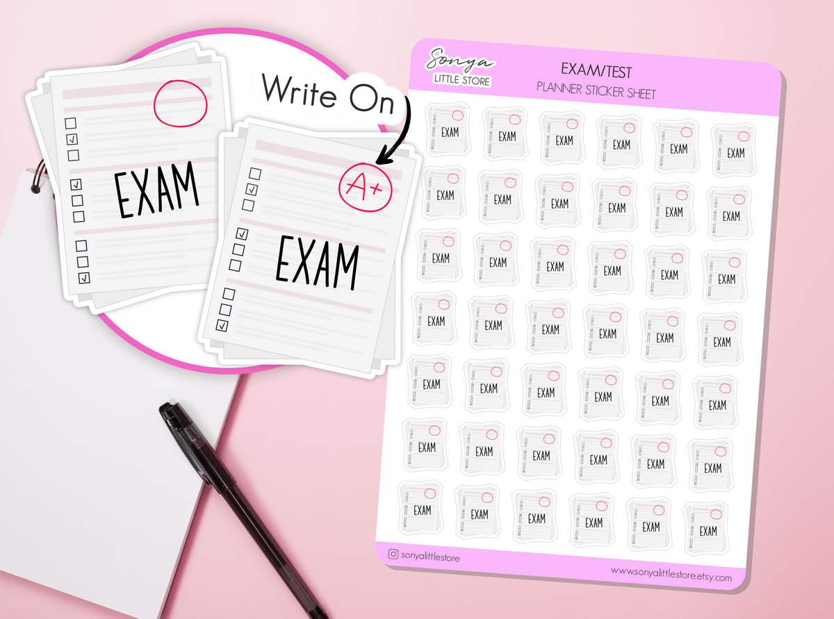 Exam Planner Stickers Exam Test School University College Study Journal Diary Sticker Sheet
