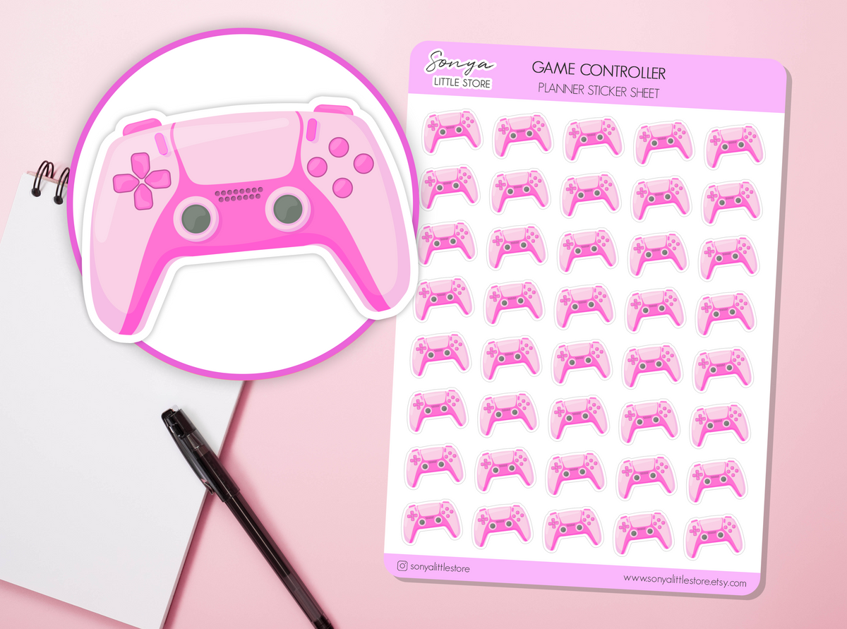 Game Controller Planner Sticker Video Gaming Streaming Hobby Free Time Bullet Journal Sticker Sheet