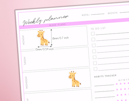 Cute Giraffe Planner Stickers Kawaii Animal Safari Bullet Journal Scrapbook Sticker Sheet