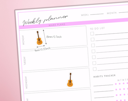 Guitar Planner Stickers | Music Band Class Practise Instrument Hobby Icons Journal, Scrapbooking, Diary Sticker Sheet