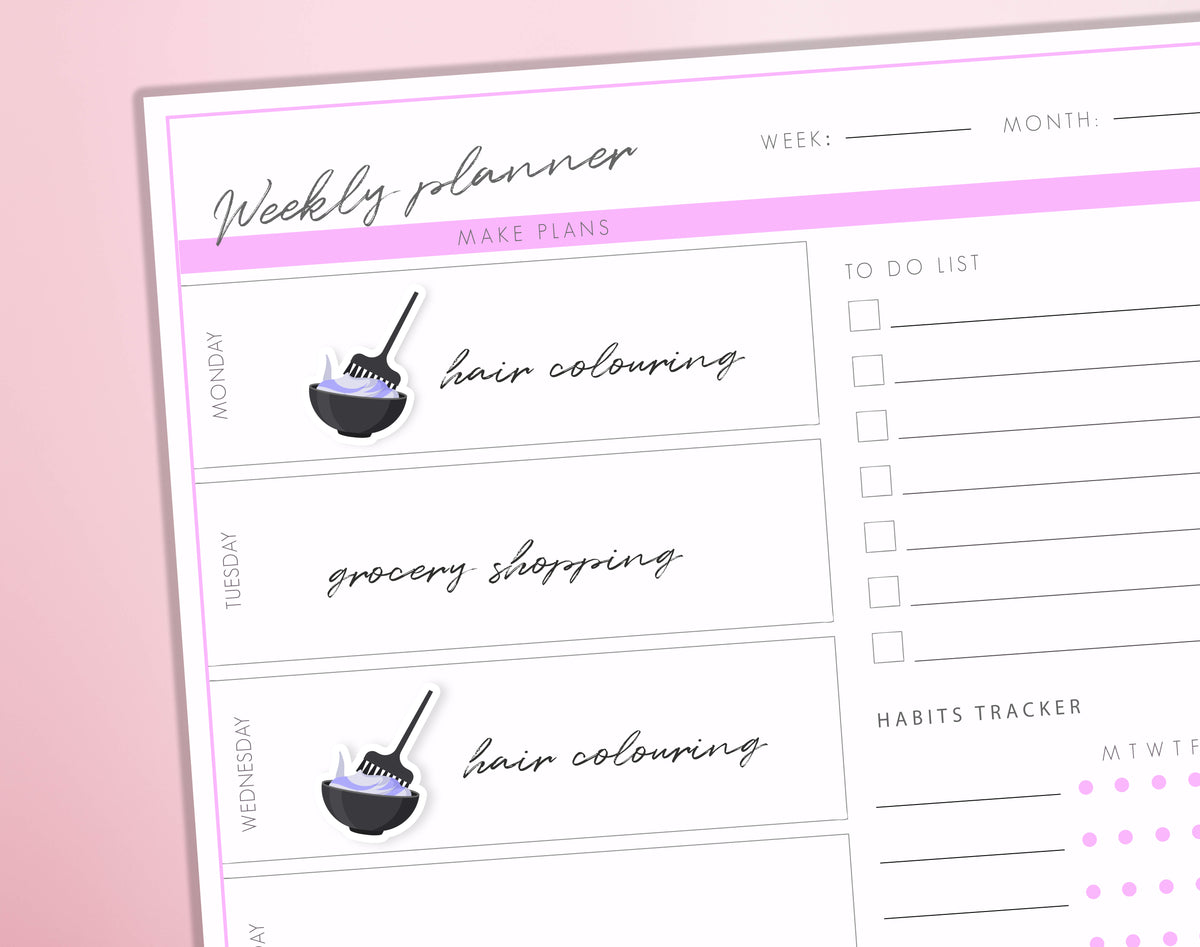 Hair Dye Colouring Reminder Planner Stickers Haircolor Appointment Colouring Journal Diary Sticker Sheet