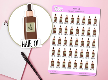 Hair Oil Serum Planner Stickers Growth Treatment Reminder Selfcare Beauty Bullet Journal Sticker Sheet
