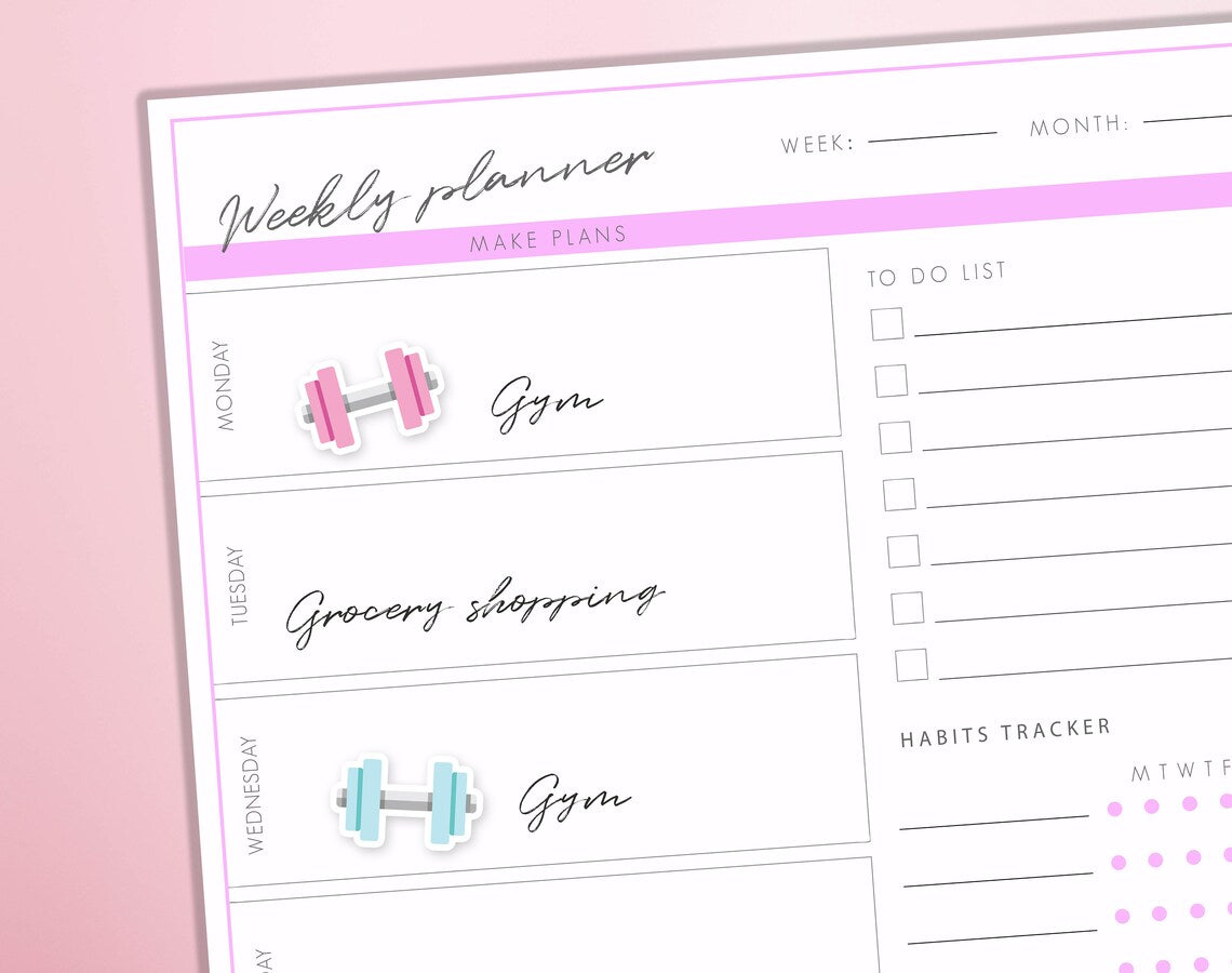 Cute Gym Dumbbells Planner Stickers | Workout Training Bullet Journal Diary Sticker Sheet