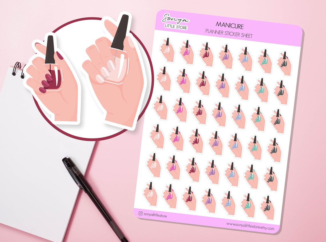 Manicure Nail Polish Planner Stickers Nails Diary Journal Sticker Sheet