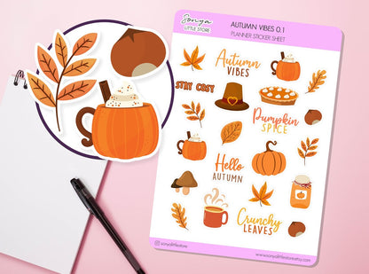 Cute Autumn Fall Pumpkin Planner Bullet Journal Stickers