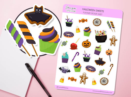 Halloween Sweets Planner Stickers Halloween Candies Treats Journal Diary Sticker Sheet