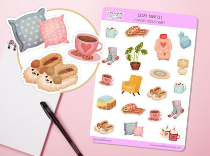 Cosy Time Planner Stickers | Relax Chill Hygge Journal Diary Stickers