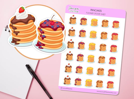 Pancakes Planner Stickers | Pancakes Sweet Breakfast Journal Diary Sticker Sheet