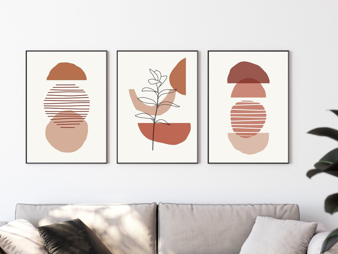 Abstract Shapes Wall Print Set of 3 | A3 Minimalist Art Poster Bedroom Home Decoration