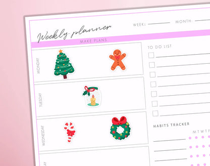 Christmas Time Planner Stickers | Christmas Elements Stickers | Christmas Season Journal Diary Sticker Sheet