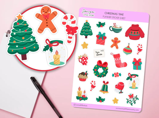 Christmas Time Planner Stickers | Christmas Elements Stickers | Christmas Season Journal Diary Sticker Sheet