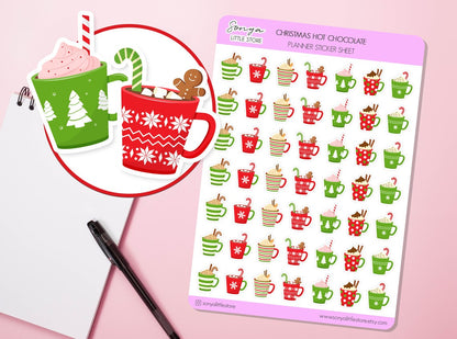 Christmas Hot Chocolate Planner Stickers Christmas Mugs Journal Diary Sticker Sheet