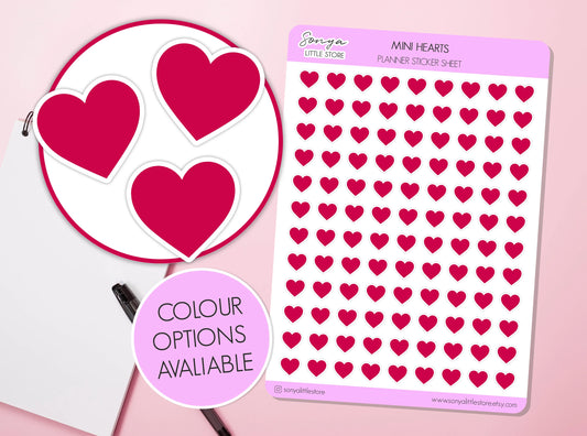 Mini Hearts Planner Stickers | Valentines Love Hearts Functional Organisational Bullet Journal Diary Sticker Sheet (Copy)