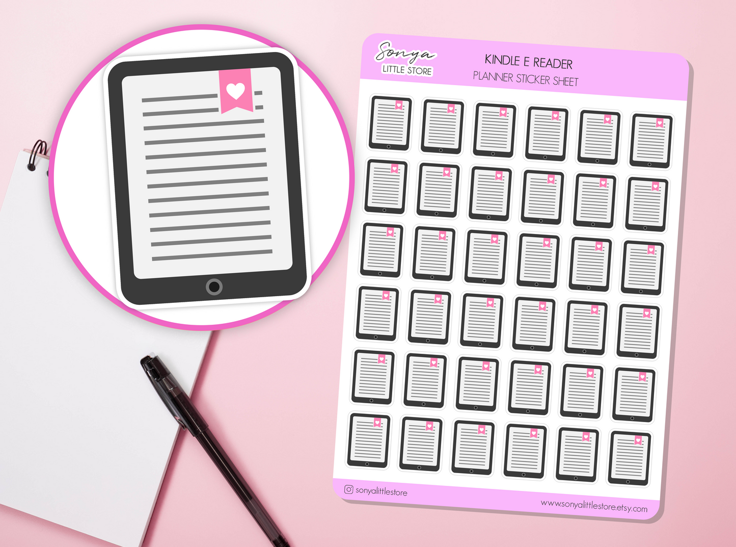 Kindle Planner Stickers E-Reader, E-Book Reading Tracker Bullet Journal Sticker Sheet