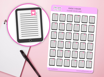 Kindle Planner Stickers E-Reader, E-Book Reading Tracker Bullet Journal Sticker Sheet