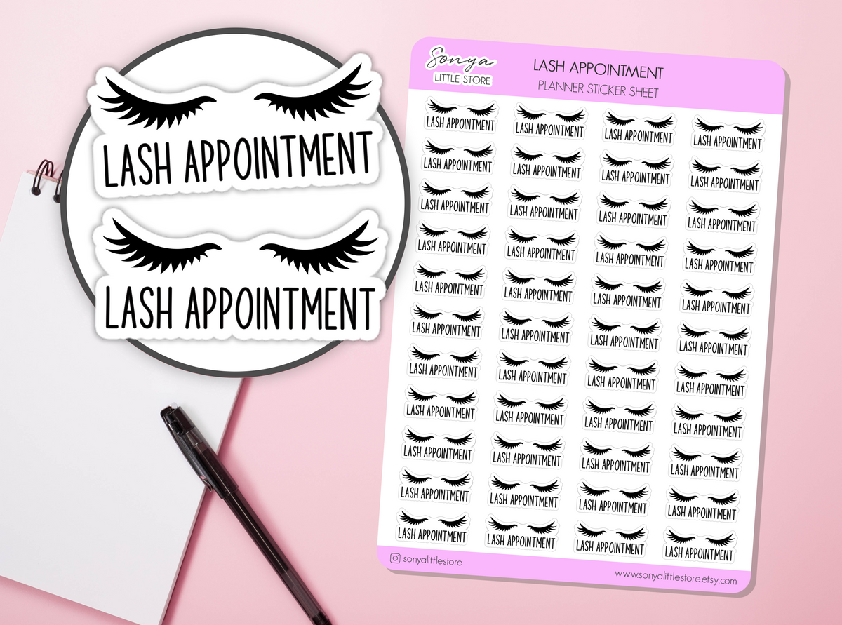 Lash Appointment Planner Stickers | Eyelash Extension Reminder Selfcare Beauty Treatment Diary Journal Sticker Sheet