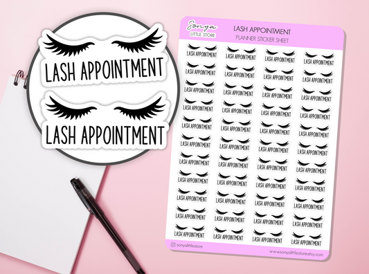 Lash Appointment Planner Stickers | Eyelash Extension Reminder Selfcare Beauty Treatment Diary Journal Sticker Sheet